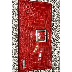 Miche Classic Shell Ellie Red Patterned Silver Buckle Magnetic Purse Cover